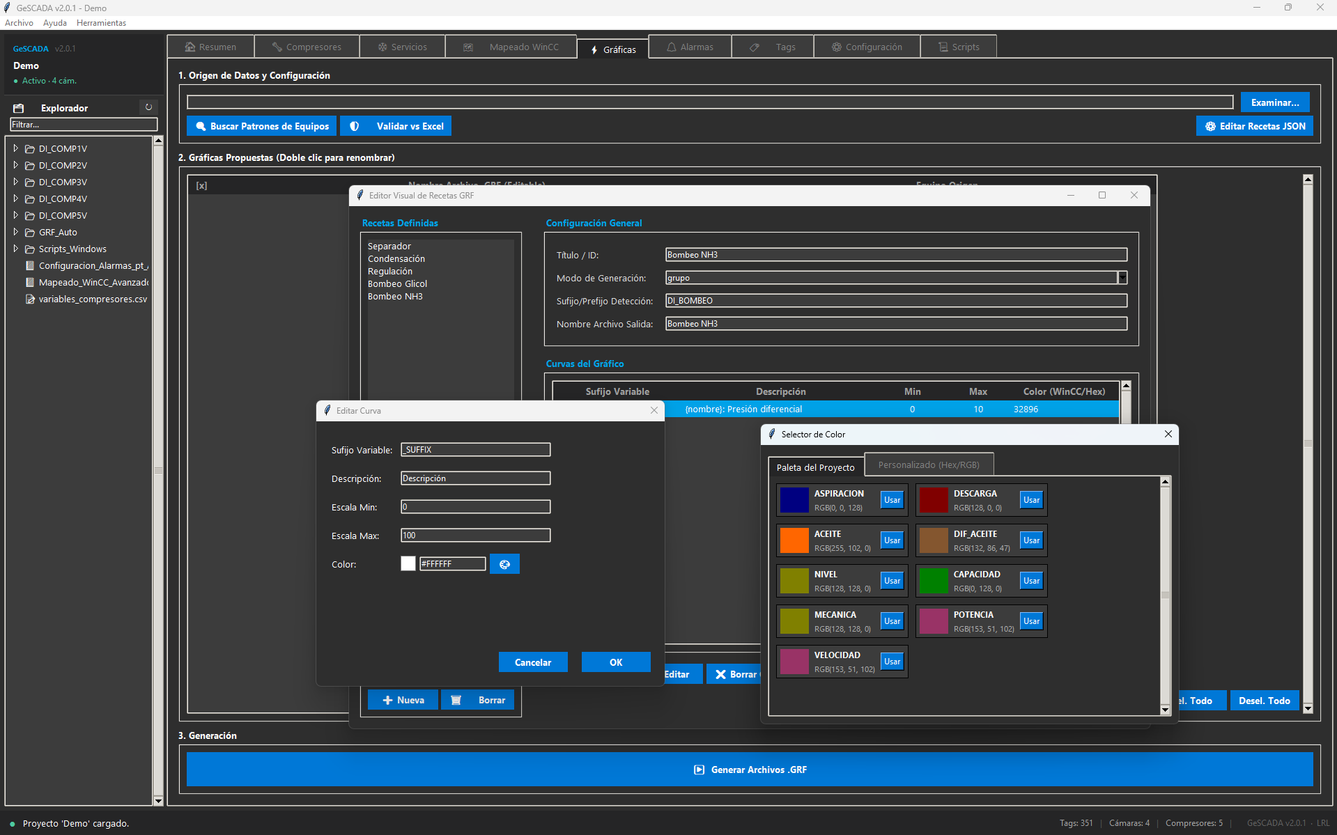 GeSCADA - Gráficas predefinidas automáticas